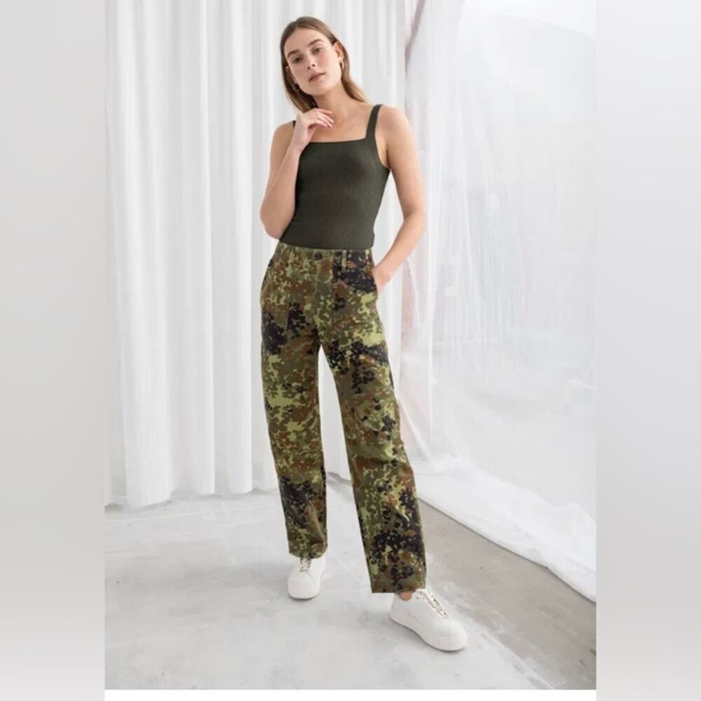 Stockholm Atelier & other stories women 12 cotton twill army camo pants military